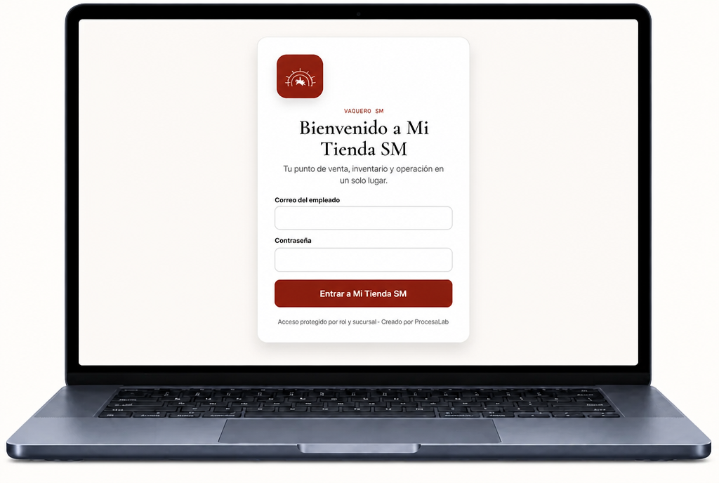 Acceso protegido de Mi Tienda SM mostrado en una computadora portátil